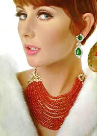 Ruby beaded collar with gold and...