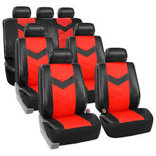 3 Row Car Seat Covers Leather 7 Seater Suv Van Set Red Leather Car Seat Covers Cleaning Leather Car Seats Car Seat Cover Sets