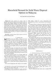 Solid waste management in nairobi: Household Demand For Solid Waste Disposal Options In Malaysia Munich Personal Repec Archive