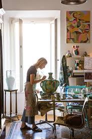 For Swedish Born Artist And Illustrator Liselotte Watkins Life Imitates Art And Art Imitates Life In The Apartme Ceramic Studio Pottery Studio Artist At Work