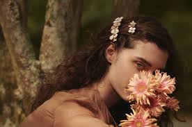 アレクサンドルドゥパリ細バレッタお花ブラウン