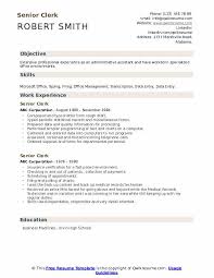 Senior Clerk Resume Samples Qwikresume