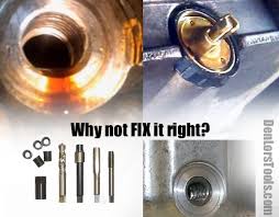 Will i just have to put glue in there or something? Harley Davidson Stripped Drain Plug Hole Best Fix Denlors Auto Blog