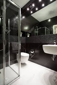 This room is for the modern romantic, says nelson, noting that the deep blue wall and. Dark Interior In Bathroom In Modern House Stock Photo Picture And Royalty Free Image Image 36957977