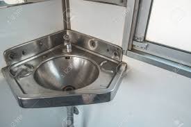 stainless steel sink in the corner on