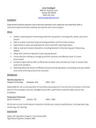 machine operator sample resume