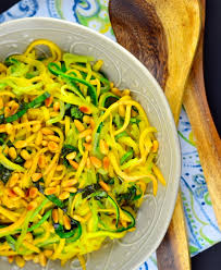 Are you crazy? say the youngest. Green And Yellow Zucchini Spaghetti With Basil And Pine Nuts