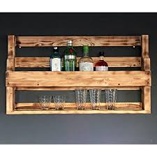 Just drill few holes into a wooden plank and insert the glasses and bottles without any expenditure. Dekorie Wooden Whisky Rack With Glass Holder Flamed Industrial Style Ready Assembled Wall Mounted Wooden Whisky Rack Amazon De Home Kitchen