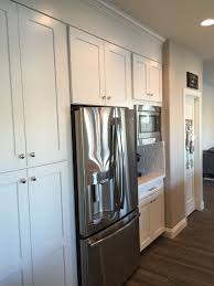 Have Soffit Come Down To Top Of Cabinets White Shaker Waypoint Cabinets Designed By Nathan Hoffman Kitchen Soffit White Shaker Cabinets Bathroom Renovations