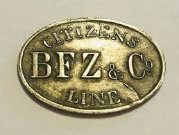BFZ & Co Citizens Line Baltimore MD Maryland “ Omnibus “ transportation  token