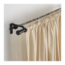 Black And Beige Curtains Racka Hugad Double Curtain Rod Combination Black Ikea Double Rod Curtains Ikea Curtain Rods Curtain Rods