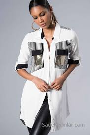 Beyaz Gomlek Modelleri Uzun Kol Onden Dugmeli Payetli Cep Detayli Cep Cep Kol Fashion Design Clothes Clothes Design Fashion