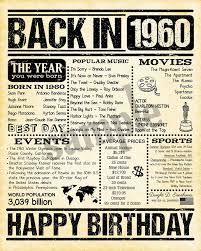 60th Birthday Present Ideas For Dad Uk 1960 Gift For Dad 60 Years Ago For Him Fun Facts 1960 60th Birthday For Husband Father For Parents Back In 1960 Digital File Only Birthday Quotes For Him Birthday Poster 75th Birthday Gifts