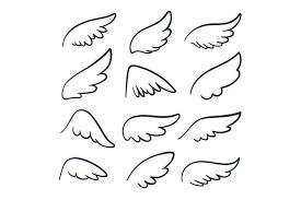 Drawing picture to get the shape. Cartoon Angel Wings Winged Doodle Sketch Icons Angels And 912863 Icons Design Bundles In 2021 Cartoon Angel Wings Angel Wings Drawing Angel Wings Art