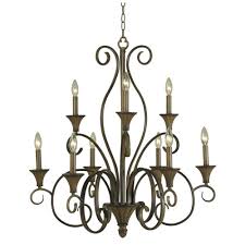 Hampton Bay Chester 9 Light Aruba Teak Chandelier Hdp11965 The Home Depot Classic Chandeliers Iron Chandeliers Bronze Chandelier