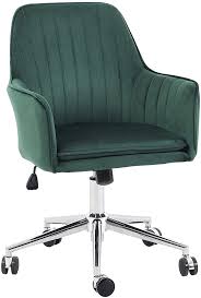 amazon com jacky silla de terciopelo para ordenador con respaldo medio moderna ajustable con brazos verde k chair home office chairs home office desks