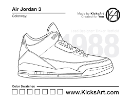 Air jordan 1 coloring pages. Air Jordan 3 Sneaker Coloring Pages Created By Kicksart