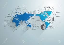 world map with creative drawing chart and graphs business success