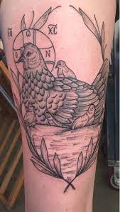Mother Hen And Baby Chicks By Rochelle At Ritual Tattoo Denver Co Chicken Tattoo Tattoos Hen Tattoo