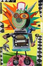Radio Robot By Summerart In 2021 Robot Art Print Robot Art Elementary Art Projects