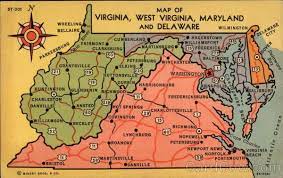 Map Of Virginia West Virginia Maryland And Delaware Delaware Map West Virginia Virginia