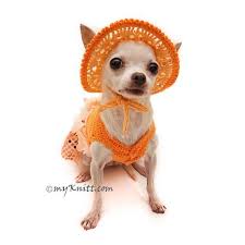 Bling Bling Perro Naranja Vestido Crochet Verano Sombrero Etsy Chihuahua Clothes Dog Sweaters Chihuahua