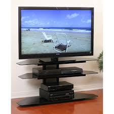 It can hold up to 55″ flat tv panel and has a maximum weight capacity of 130lbs. Transdeco Black Glass Corner Tv Stand For 32 52 Inch Screens Black Td520cb