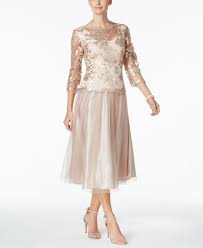 Alex Evenings Embroidered Tea Length Dress Tea Length Dresses Dresses Macys Dresses Formal