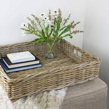 Ships free orders over $39. Grey Buff Rattan Xl Wicker Basket Footstool Tray The Basket Company