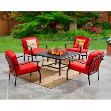 Mainstays Belden Park 5 Piece Fire Pit Set Red Walmart Com Fire Pit Sets Patio Furniture Fire Outdoor Bistro Set Patio