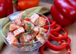 Sweet Potato Red Pepper Salad With Avocado Recipe Stuffed Peppers Recipes Easy Veggie Burger