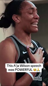 A’ja Wilson gives an emotional speech to the Aces after making history with  her 1000-point regular season record ❤️ (via @Las Vegas Aces) #wnba  #basketball #nba