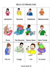 Learn illness and disease names with pictures and examples to improve and enhance your vocabulary in english. Health Problems Illness Sickness Esl Worksheet By Snowflake20