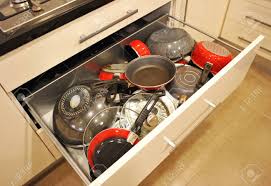 Whether you're a master chef in the kitchen or you're just looking to stock up on everyday essentials, you're going to love our cookware collection. Drawer Kitchen Cabinet Full Of All Kinds Of Pots And Pans Stock Photo Picture And Royalty Free Image Image 59359579