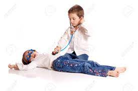 Cute Little Brother And Sister Playing Doctor Stock Photo Picture And Royalty Free Image Image 18484499