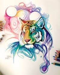 Meeresbewohner farbe vektor hand gezeichnete postkarte vorlage mit. 1001 Ideen Und Inspirationen Fur Schone Bilder Zum Nachmalen Aquarell Tiger Bunte Zeichnungen Tierkunst