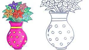 Vase of flowers drawing step by step. Flower Vase Simple Flower Drawing For Kids Novocom Top