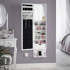 60.1'' h x 16.1'' w x 14.1'' d; Beautify Mirrored Jewelry Cabinet Armoire Storage Organizer Wall Mounted Over The Door With Soft Glow Lights And Beautiful Cool Jewelry Storage Mirror Armoire Storage Wall Mounted Jewelry Armoire