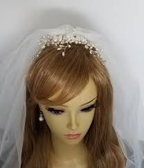 IVORY PEARL RHINESTONE Comb, Faux Pearl and Rhinestone Bridal Headpiece  With or Without Birdcage Veil "shania"