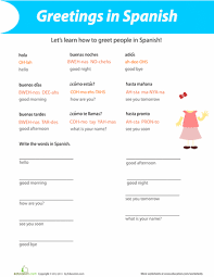 Greetings In Spanish Spanish Worksheets Preschool Spanish