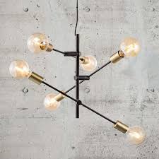 Pendelleuchte Josefine In Schwarz Matt Und Messing E27 6 Flammig Nordlux 48933003 Hangeleuchte Pendelleuchte Deckenlampe Vintage