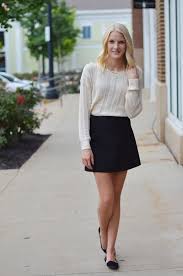 Black A Line Skirt Mini Black A Line Mini Skirt With A Sweater For Fall Miniskirt Falloutfit Preppystyle Outfits Black A Line Skirt Mini Skirts