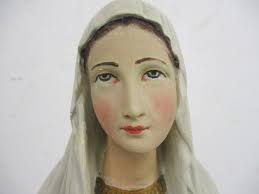 Large Statue Virgin Mary Madonna Plaster Folded Hands Chapel Gorgeous Face  24.4"