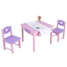 The bright colors and designs create a fun space for your child to do homework and other fun activities. Gymax Kids Table And 2 Chairs Wooden Children Activity Table With 2 Drawers Paper Roll Rack Hollow Out Heart Pattern Children S Desk Chair Set Pink Purple Buy Online In Dominica At Dominica Desertcart Com Productid