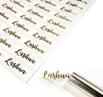 144 Clear Transparent lables Gold, Black, Silver, red, Blue Small Name  Stickers Pen Kids Business Customized Waterproof