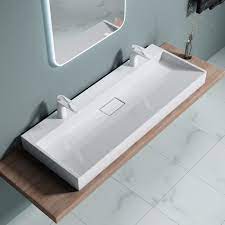 Check spelling or type a new query. Lavabo Double Vasque A Poser Ou Suspendu 120cm X 46cm X 11cm Evier Blanc Avec Percage Pour 2 Robinets Colossum 19 2 1200 Cdiscount Bricolage