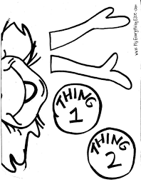 Cat in the hat colouring. Thing 1 Thing 2 Puppet In 2020 Dr Seuss Coloring Pages Dr Seuss Crafts Seuss Crafts