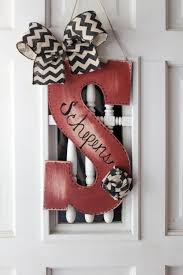 Initial Door Hanger With Chevron Burlap Distressed Door Hanger Monogram Door Hanger Initial M Initial Door Hanger Christmas Door Hanger Decorative Letters