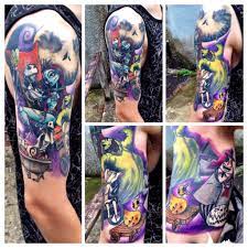 Nightmare Before Christmas Half Sleeve I M Working On Nightmare Before Christmas Tattoo Christmas Tattoo Tattoos