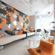 Felix mooneeram/adam duckett modern open plan living room in other with black walls, a wall mounted tv and grey floors. Super Cool Modern Apartment In Moscow Geometric Living Room Apartment Interior Boys Bedroom Colors